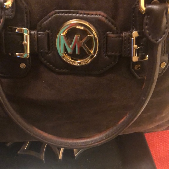 Michael Kors Brown Shoulder Bag / satchel with Gold Accents VINTAGE - Picture 3 of 9